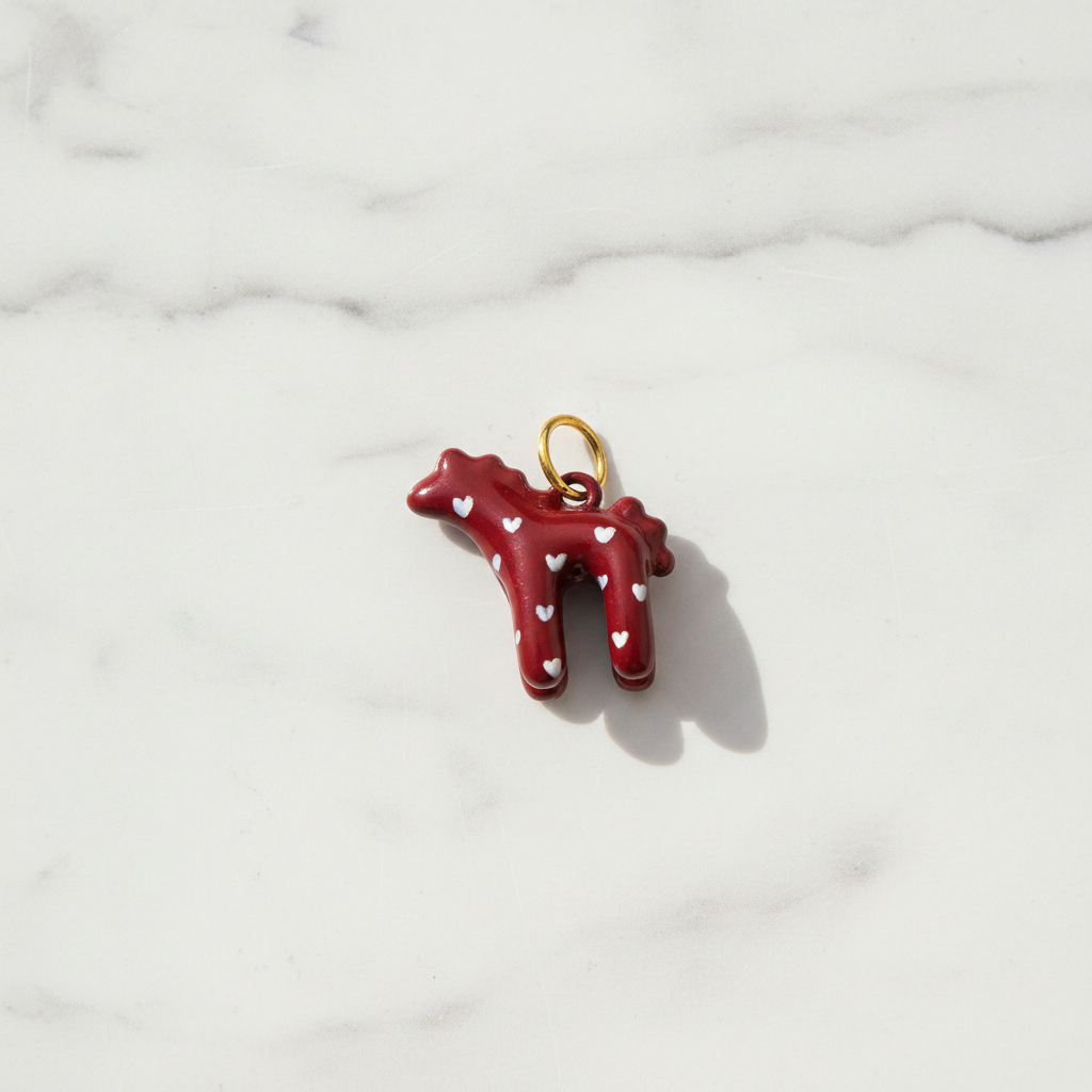 Red Horse Charm - Marble Flat Lay