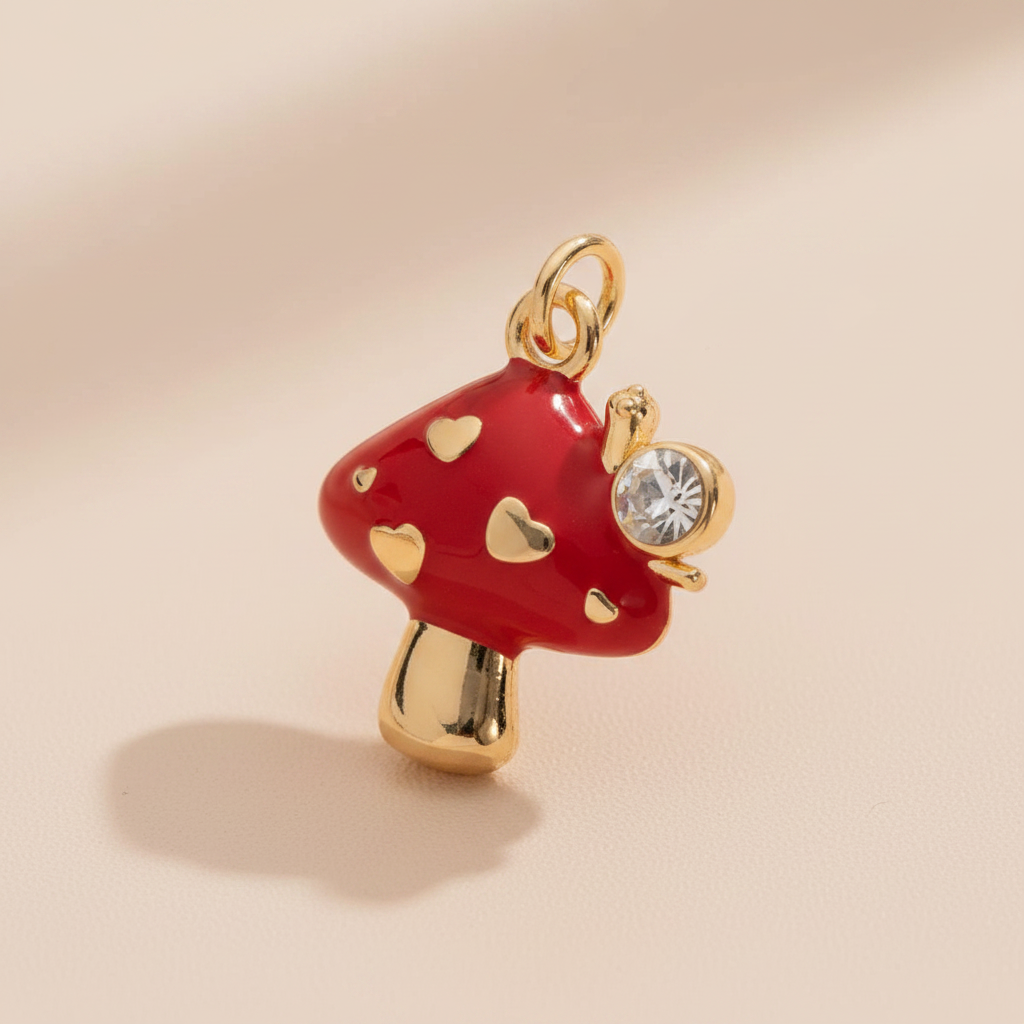 Red Mushroom Charm - Angled