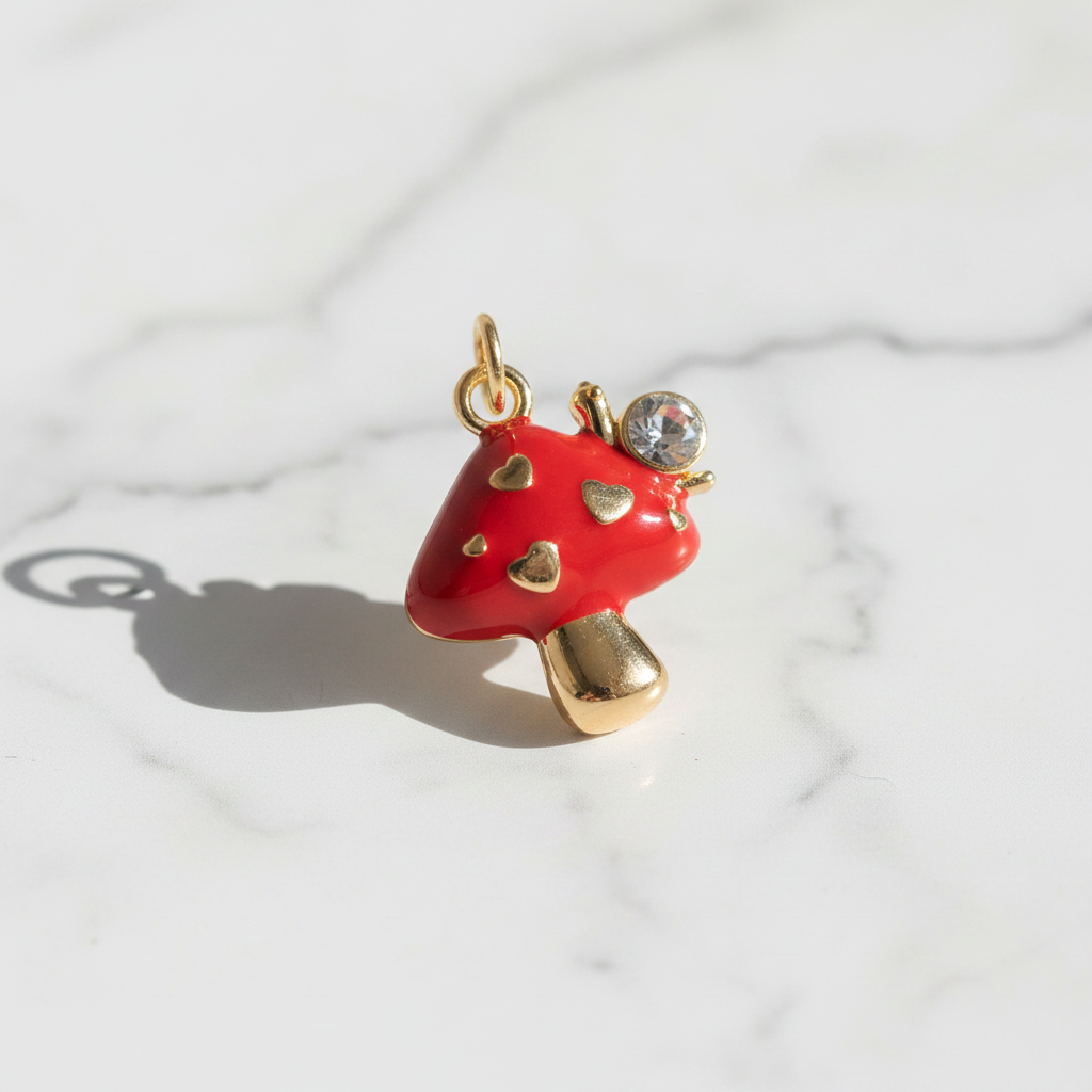 Red Mushroom Charm - Marble