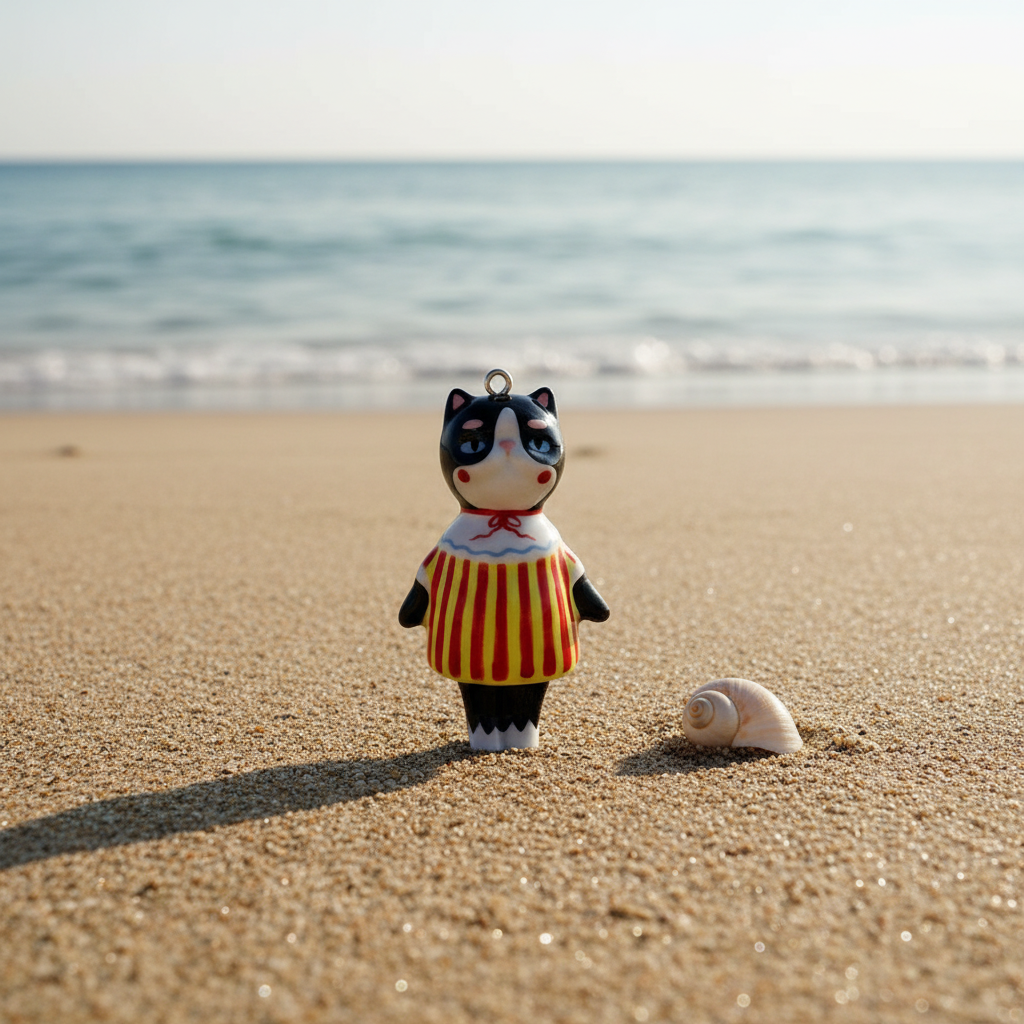 Red Stripe Cat - Beach