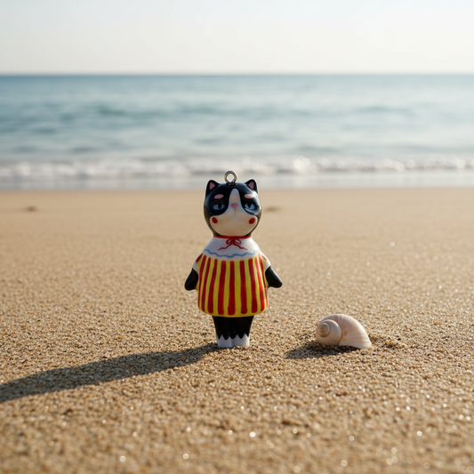 Red Stripe Cat - Beach