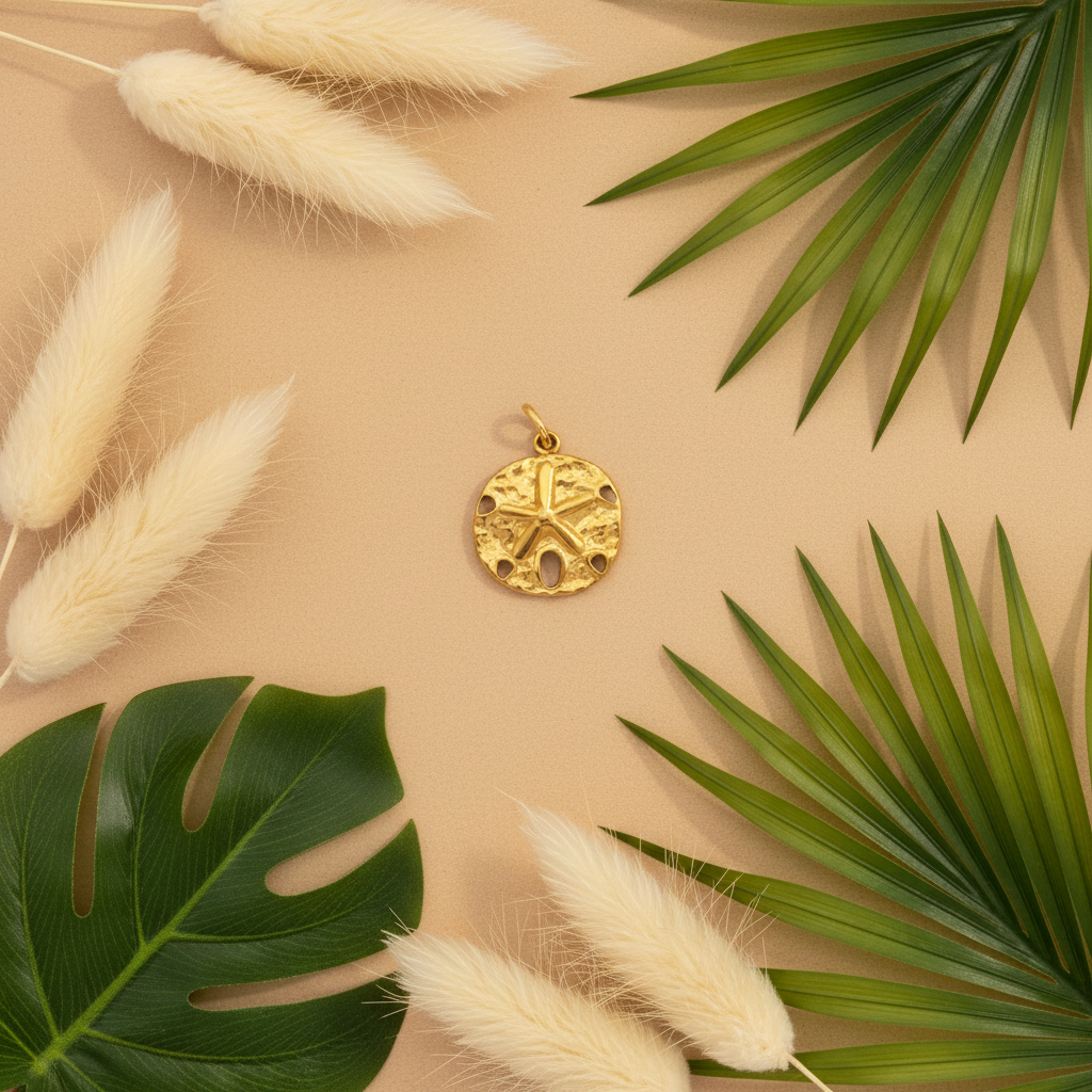 Sand Dollar Charm - Botanical Styling