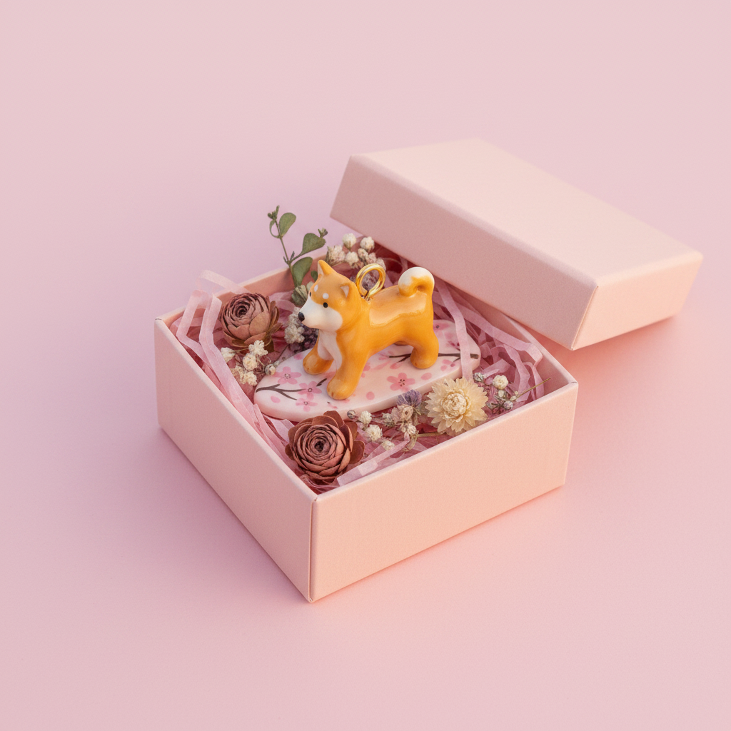 Shiba Inu Charm - Gift Box Presentation