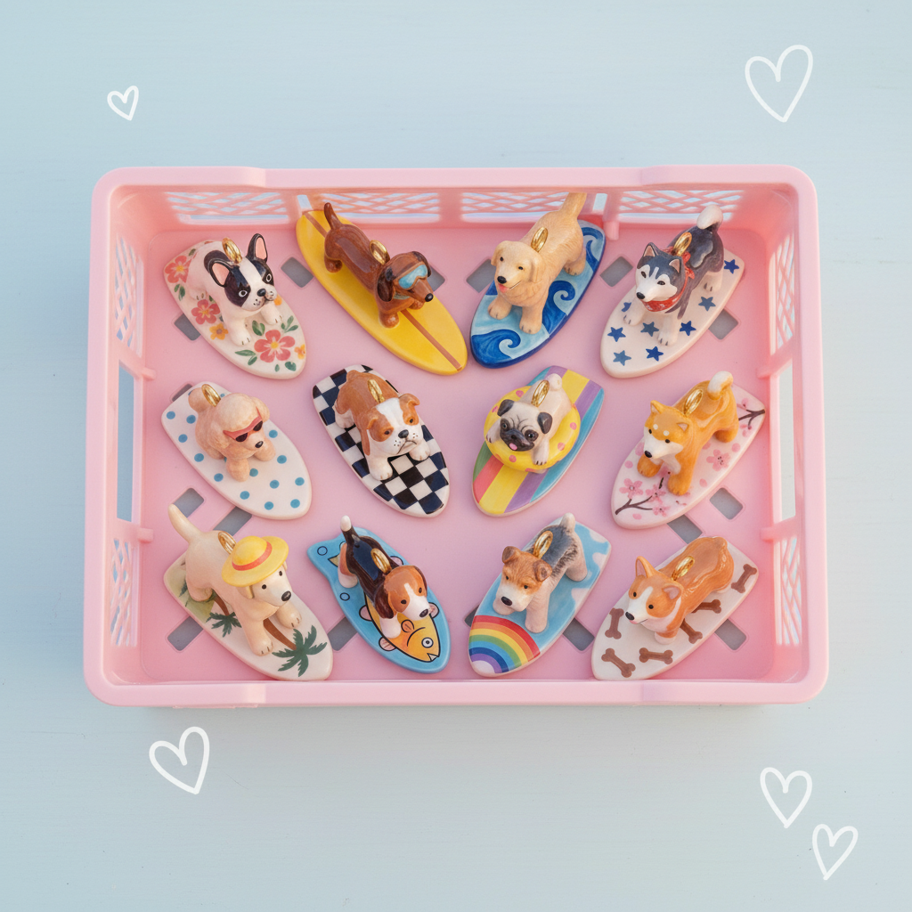 Shiba Inu Charm - Pink Crate Display