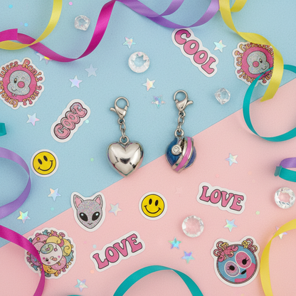 Silver 3D Heart - Y2K Flat Lay