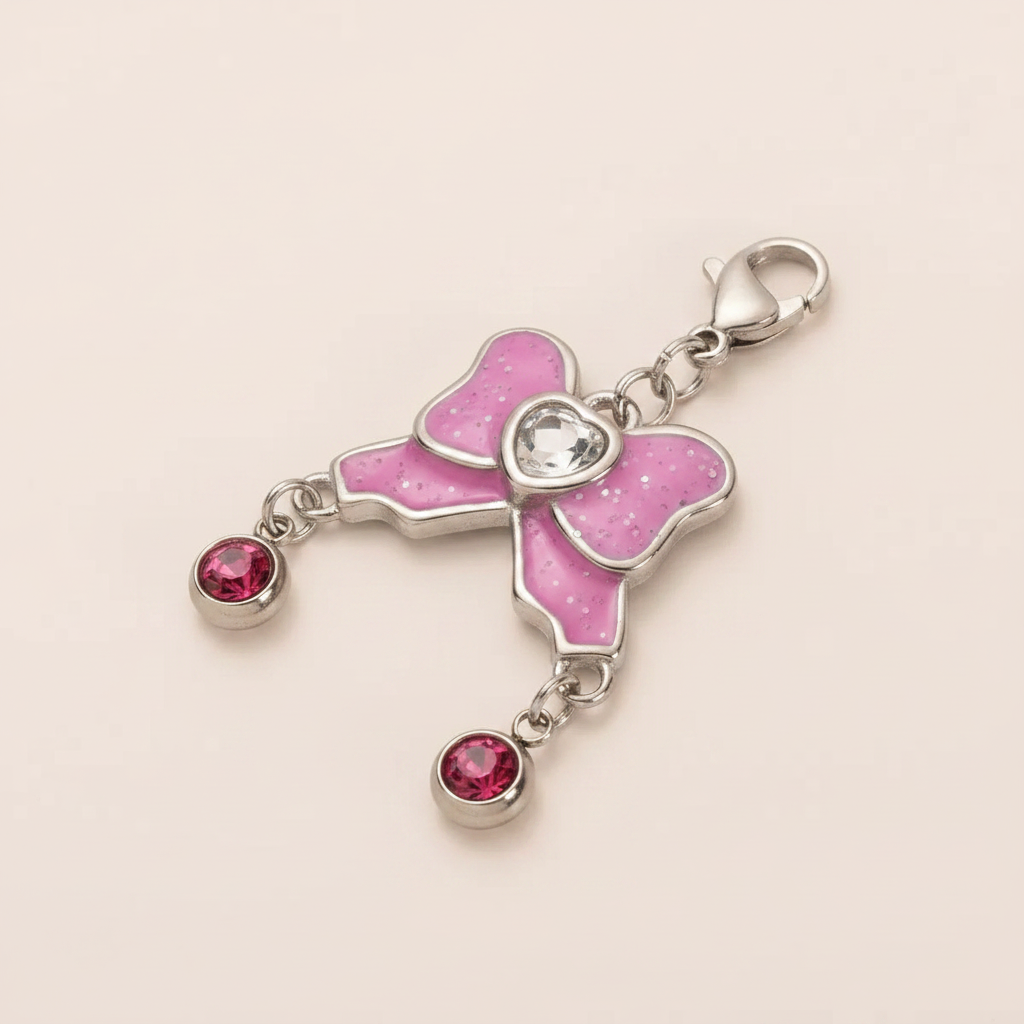 Silver Bow Charm - 3/4 View