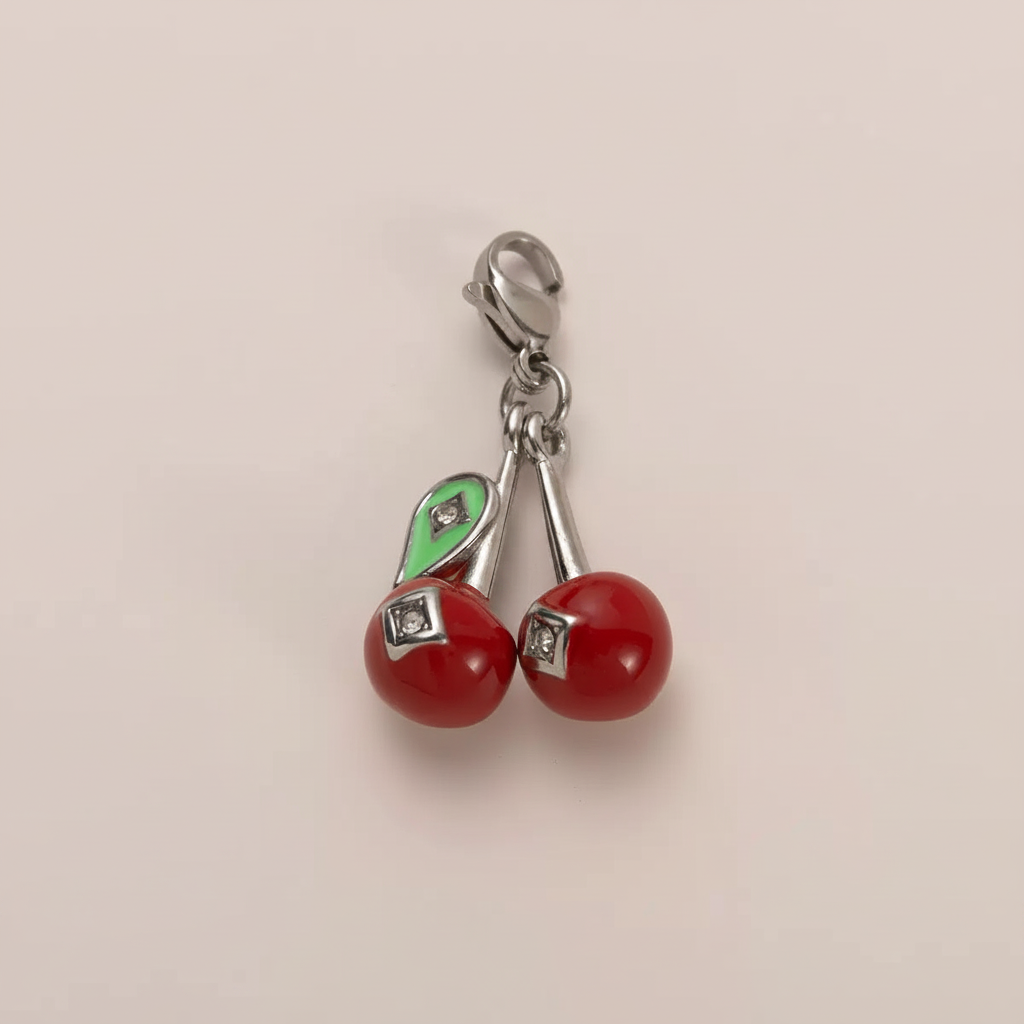 Silver Cherry Charm - Front