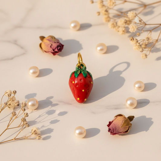 Strawberry Charm Marble Flatlay