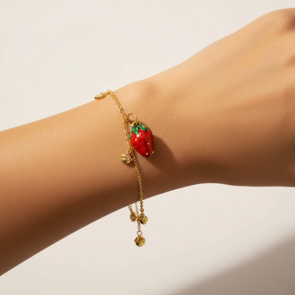 Strawberry Charm on Wrist