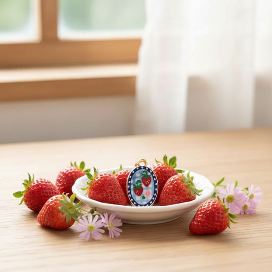 Strawberry enamel charm - ceramic dish