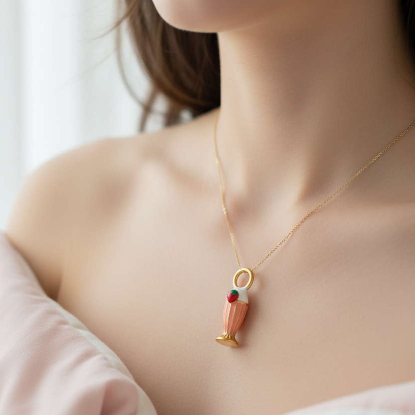 Strawberry Milkshake Charm - Lifestyle Worn