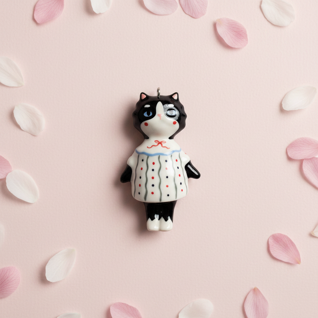 Tuxedo Cat - Pink Floral