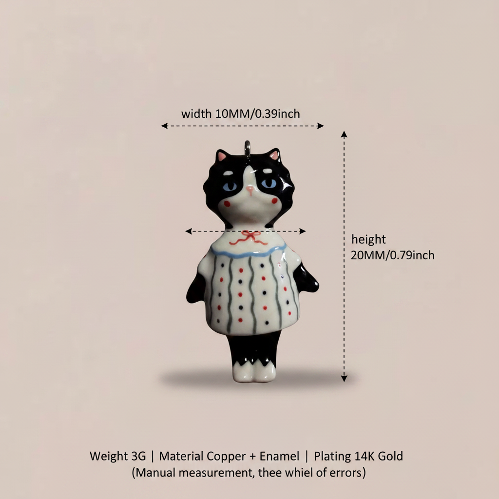 Tuxedo Polka Dot Cat - Dimension Sheet