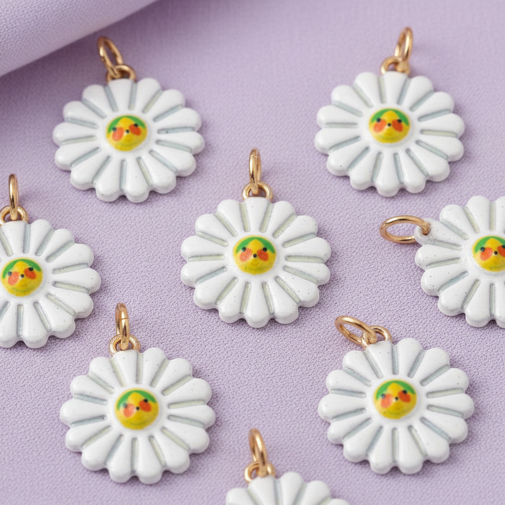 White Daisy Charm 9 - Lavender Group