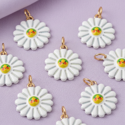 White Daisy Charm 9 - Lavender Group
