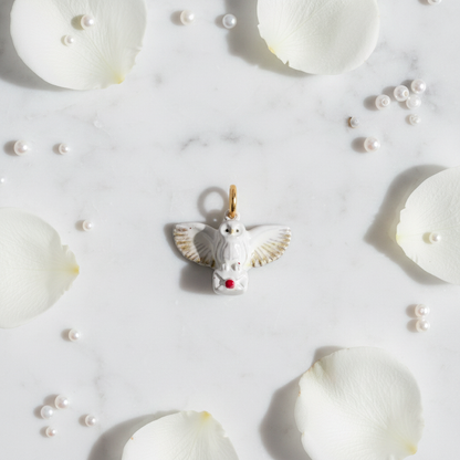 White Dove Charm - Marble Rose Flatlay