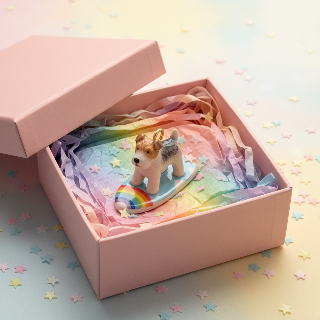 Wire Fox Terrier Charm - Gift Box Presentation