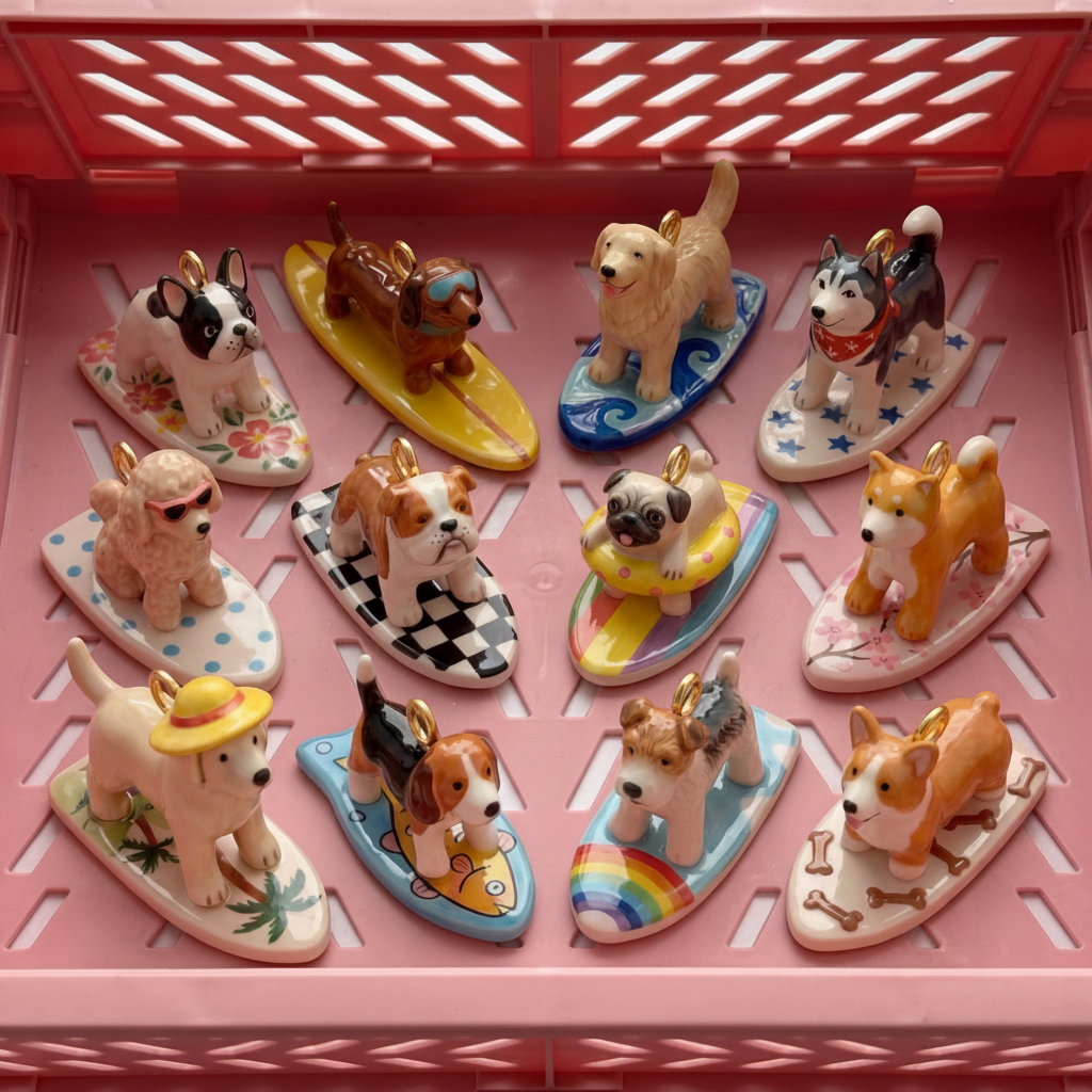 Wire Fox Terrier Charm - Pink Crate Display