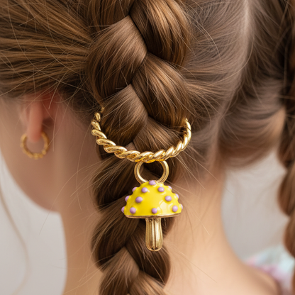 Yellow Mushroom Charm - Hair Ring Lifestyle