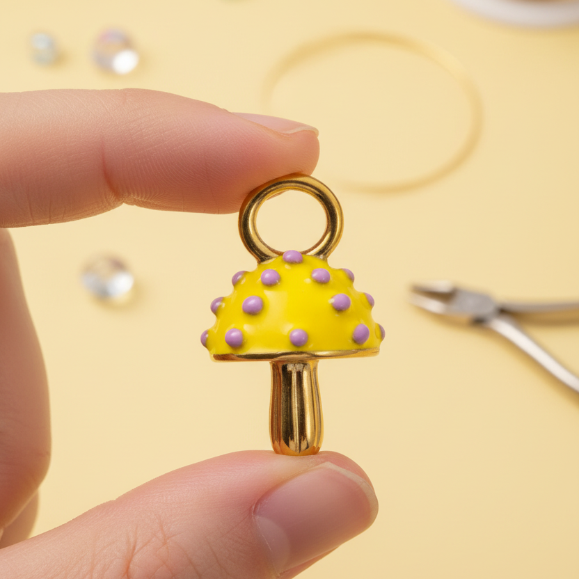 Yellow Mushroom Charm - Hand Hold DIY