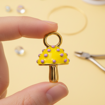 Yellow Mushroom Charm - Hand Hold DIY
