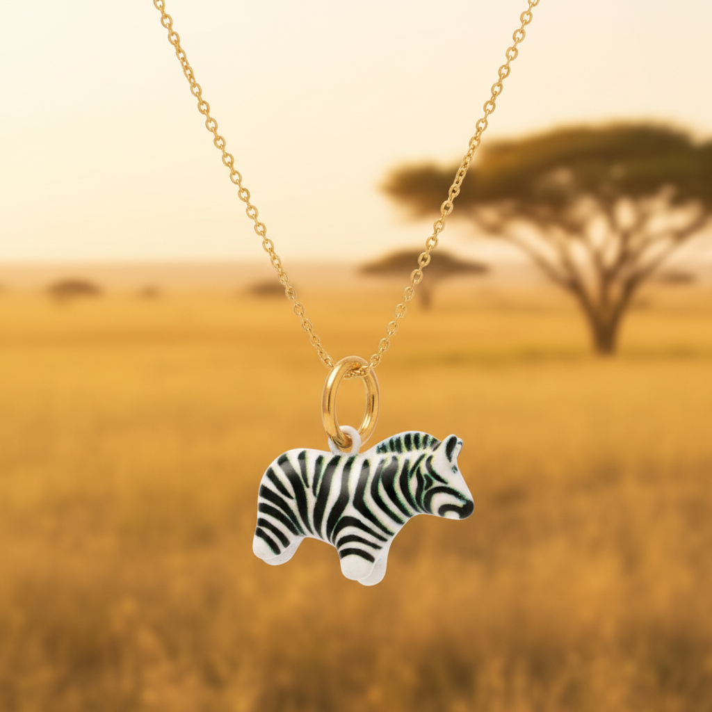 Zebra Charm 3 - Safari Gold Chain